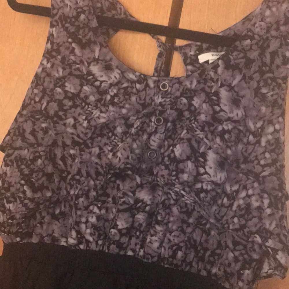 Purple and black floral backless Sun dress